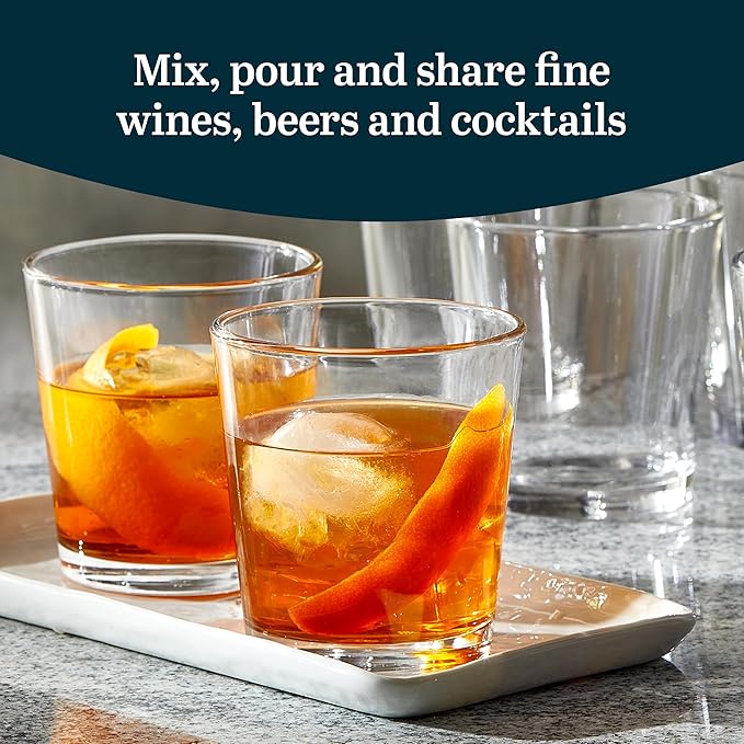 Libbey Bar Essentials Double Old Fashioned Glasses, 12 oz, Clear Restaurant Quality Drinking Glasses Set of 6, Modern Rocks Glass Set for Everyday Use