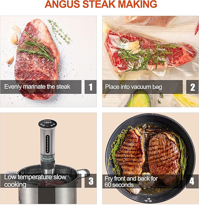 KitchenBoss Sous Vide Cooker Machine | 1100 Watts IPX7 Waterproof Sous-Vide G310/Silver | Water Cooker, Suvee vide machine | Accurate Temperature Control Digital Display | Thermal Immersion Circulator