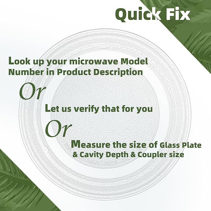 12" LG Microwave Glass Plate 3390W1A044B 3390W1G004 Compatible With GE Microwave Glass Plate Replacement WB49X10021 WB49X10157