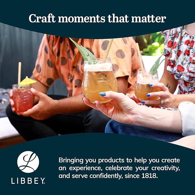 Libbey Tiki Pineapple Glasses Set, Tiki Glasses for Cocktails, Ideal Tiki Bar Set of 4