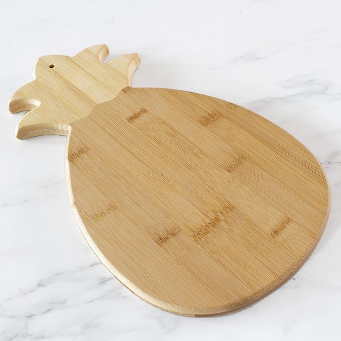 Totally Bamboo Pineapple Shaped Bamboo Wood Cutting Board and Charcuterie Board, 14-3/8" x 7-1/2" (Pack of 2)