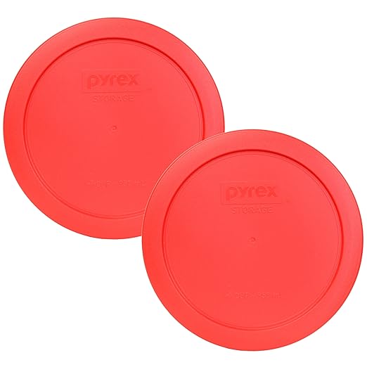 Pyrex Bundle - 2 Items: 7201-PC 4-Cup Red Plastic Food Storage Lids