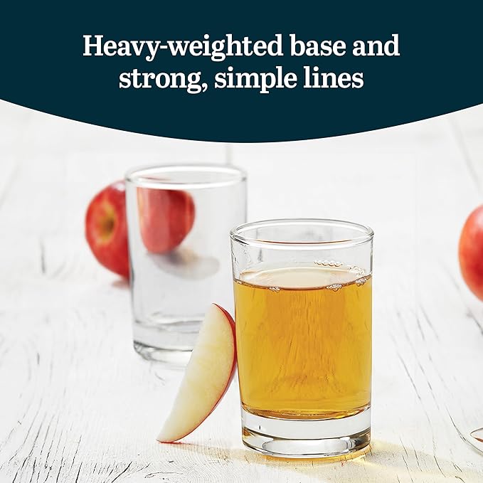 Libbey Fruit Juice Glasses, Heavy Base Glasses Drinking Set of 8, Breakfast Juice Cups, Everyday Clear Drinking Glasses for Cold Drinks