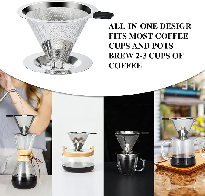 Pour Over Coffee Dripper Slow Drip Paperless Coffee Filter, Double Mesh - Image 5