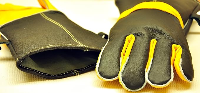 G & F Products Premium Leather Heat-Resistant Gloves – BBQ, Fireplace – Puncture, Cut, and Fire Protection with Cotton Lining and Kevlar Stitch – Durable Suede and Cowhide Leather