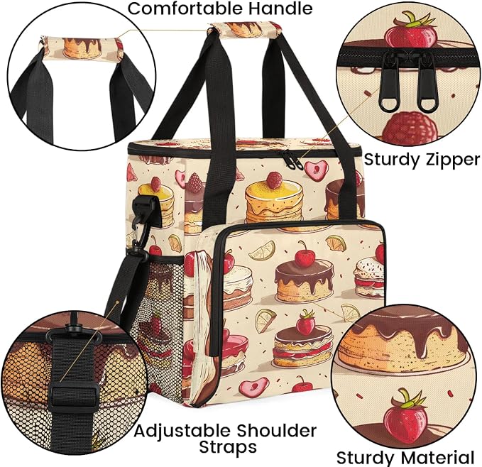 Sweet Cupcake Coffee Maker Travel Bag, Food Insulated Grocery Bag Travel Picnic - Image 6