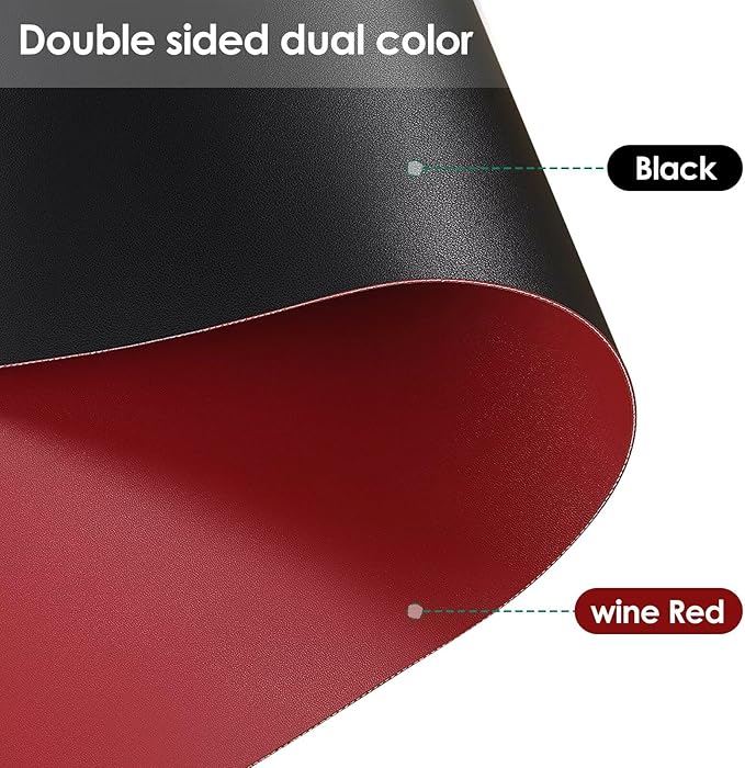 Table Pad for Dining Room Table - Can Be Used On Both Sides Waterproof and Easy to Clean Good Flatness Used for Dining Table(Black+Wine Red 44x72)