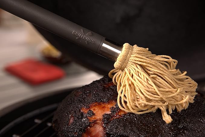 18" Basting Mop - BBQ Mop Brushes for Sauce, Extra-Absorbent Double Head, Ergonomic Insulated Soft Grip Handle, Dishwasher Safe BBQ Grill Brush & Sauce Brush