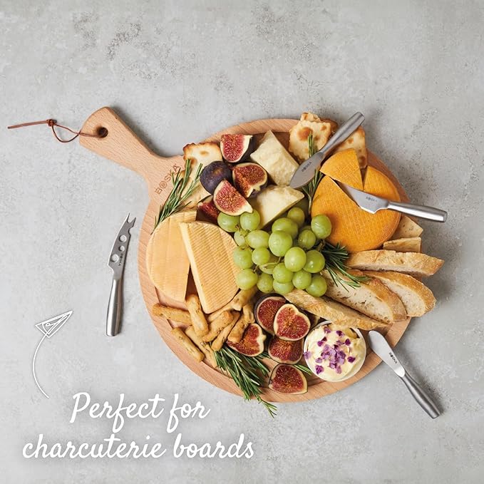 BOSKA Stainless Steel Cheese 4 Knife Set - Mini Copenhagen Knives For All Types of Cheese - Silver Non-Stick - Dishwasher Safe - For Kitchen Cooking