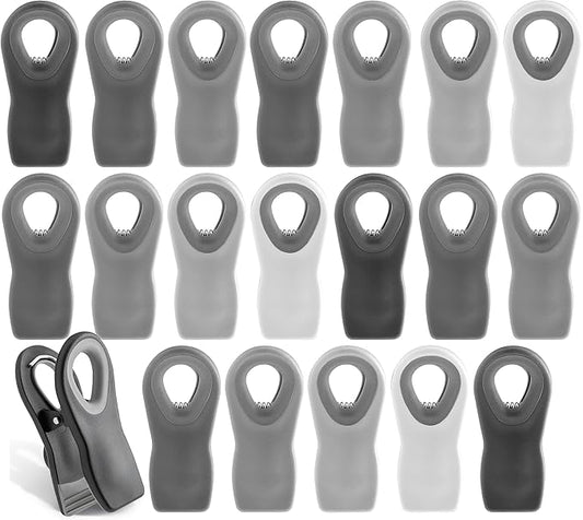 COOK WITH COLOR Bag Clips with Magnet- Food, Chip and Bag Clips for Food Storage with Airtight Seal Grip for Bread Bags, Snack Bags and Food Bags (Grey, Pack of 20)