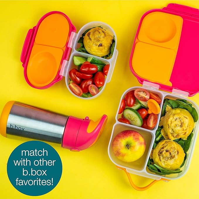 b.box Mini Lunch Box, Bento Box for Kids, Snack Container with 2 Leak Proof Compartments, Reusable Snack Containers with Lids, Kids Lunch Boxes Ages 3+, BPA Free, 4 1/4 Cup Capacity (Midnight)