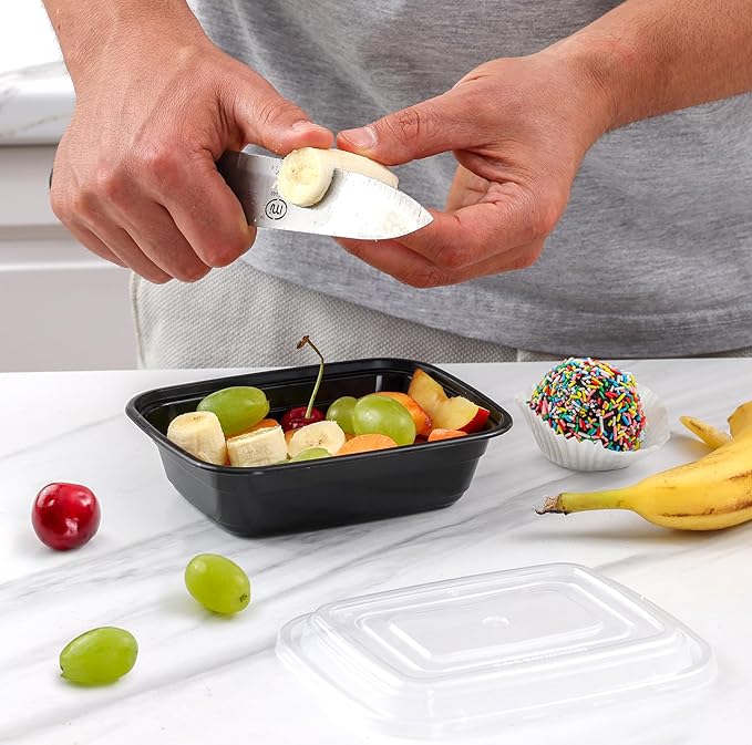 GUSTO [12 oz - 50 Count 1-Compartment Meal Prep Containers with Lids – Reusable, Microwaveable, Dishwasher & Freezer Safe, BPA-Free Food Storage Boxes for Portion Control (Formerly Comfy Package)