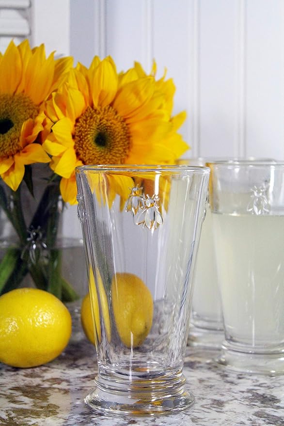 La Rochere Napoleon Bee Double Old Fashioned Tumbler Set of 6 – La Rochere Bee Glassware Sets – Fancy Glassware Drinking Glasses (15 oz)