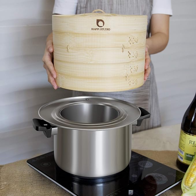 Steamer Ring Stainless Steel Adapter for 8 to 11inch Bamboo Steamer Baskets (Stainless Steel Ring Only)