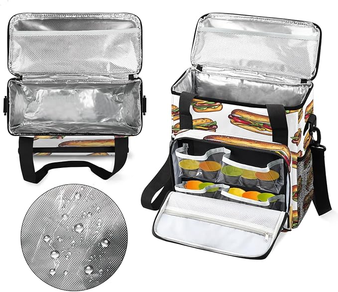 Hot Dog Coffee Maker Travel Bag, Food Insulated Grocery Bag Travel Picnic - Image 3