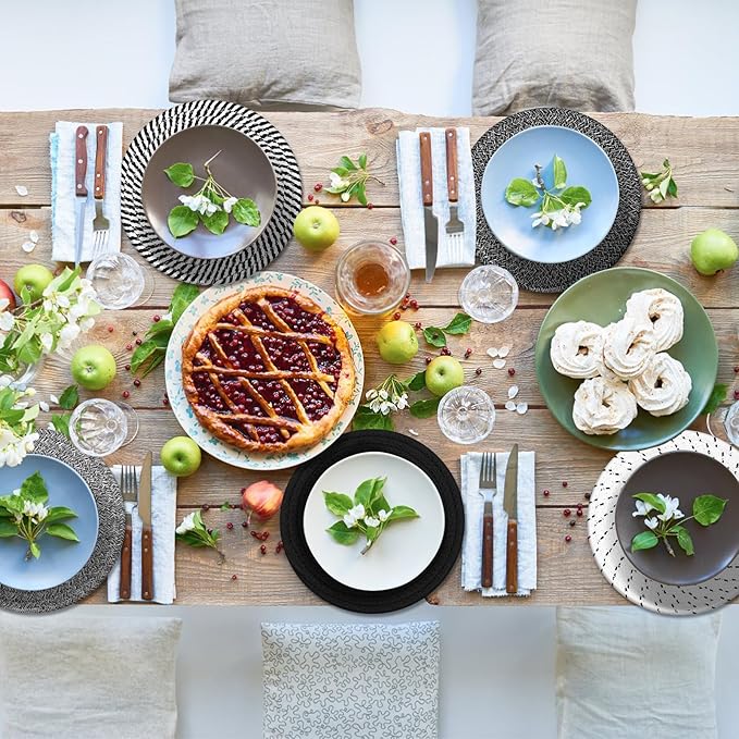 SHACOS 8 Inch Trivets for Hot Dishes 6 Pieces Heat-Resistant Trivet Set, Cotton Trivets Mats for Kitchen, Hot Pads for Countertops Table, Farmhouse Home Decor Essentials, Black