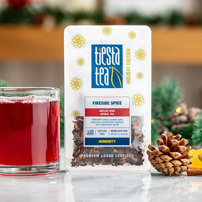 Tiesta Tea - Santa's Bag Tea Gift Set, High to Non Caffeinated Variety Pack, Make Hot & Iced, Assorted Blends with Black, Rooibos, and Herbal, 5 Individual Resealable Pouches