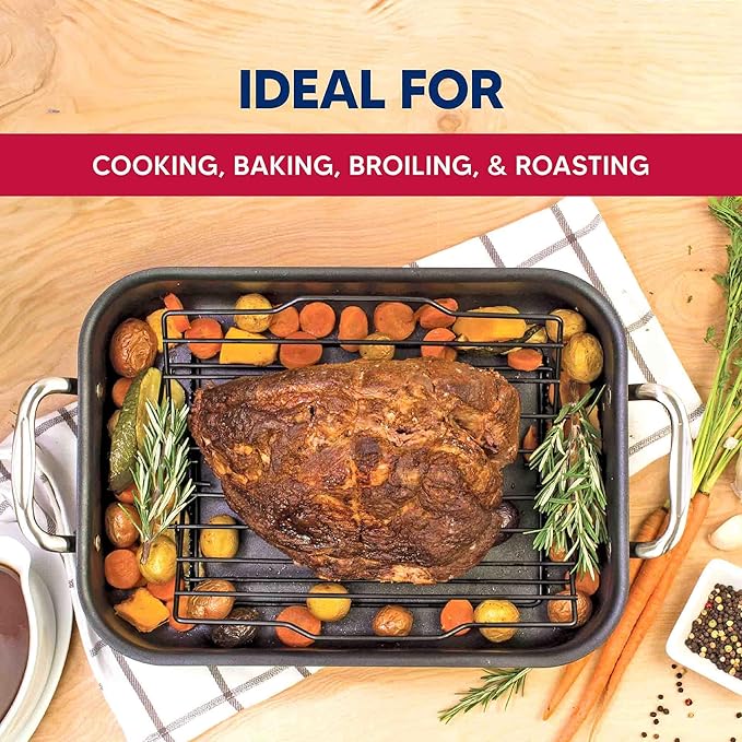 HIC Kitchen Roasting Adjustable Baking Rack, Nonstick-Coated Steel, Adjusts to 7 Different Positions, 11.5 x 10.5 x 0.5-Inches
