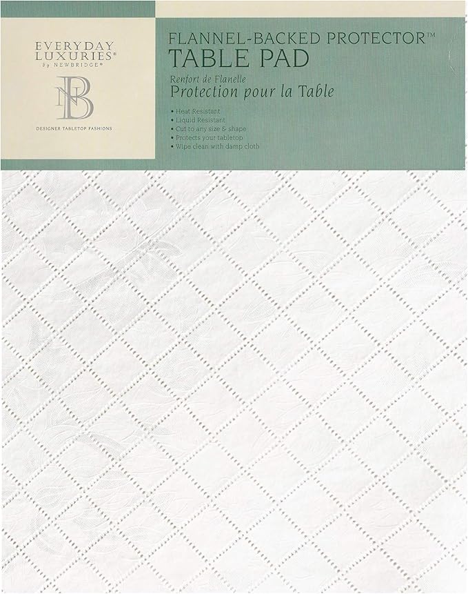 Newbridge Quilted Waterproof Cut to Fit Table Pad Protector with Flannel Backing, Heat Resistant, Wipe Clean, Cushioned Pad Protects Table from Spills and Scratches (52" Round)