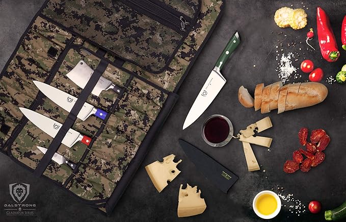 Dalstrong Chef Knife - 8 inch Blade - Gladiator Series - Forged High Carbon German Steel - Razor Sharp Kitchen Knife - Professional Full Tang Knives - Army Green Handle ABS - Sheath - NSF Certified