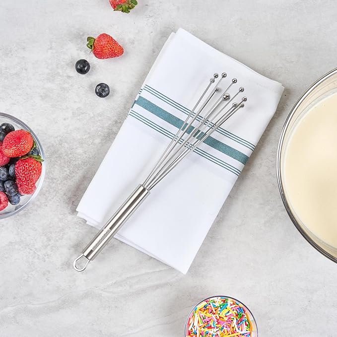 Restaurantware-German Standard 10.6 Inch Ball Whisks, 24 Dishwashable Kitchen Whisks - Ergonomic Handle, Durable, Stainless Steel Manual Egg Beater, Suitable For Whisking, Stirring, Mixing, Beating
