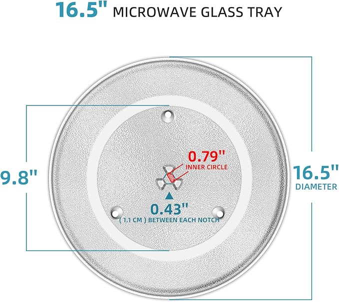 CALPALMY 16.5 Inches Microwave Glass Plate -Exact Replacement for Glass Turntable Part Numbers A06014M00AP and F06014M00AP -Dishwasher-Safe Microwave Glass Plate