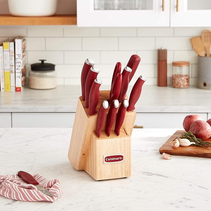 Cuisinart C77SSR-12P Color Pro Collection 12 Piece Knife Block Set, Red