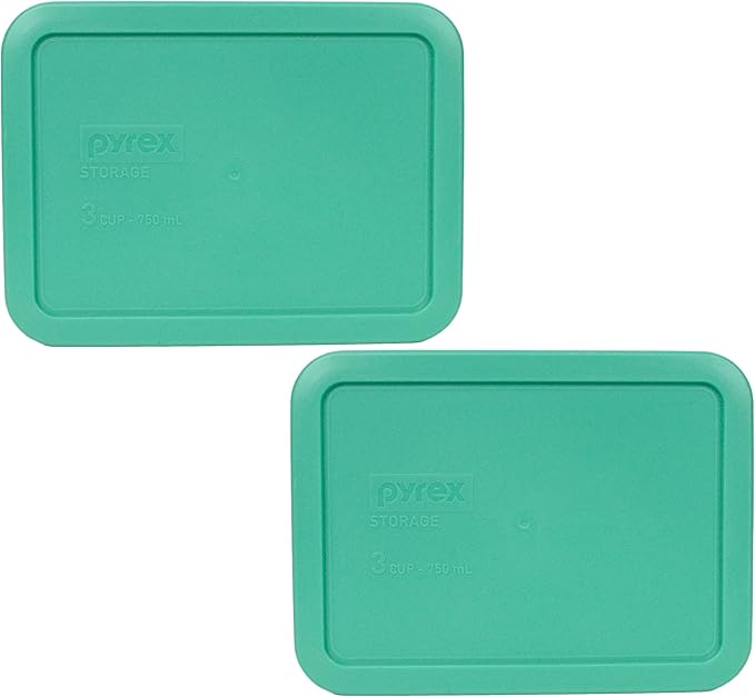 Pyrex Bundle - 2 Items: 7210-PC 3-Cup Light Green Plastic Food Storage Lids
