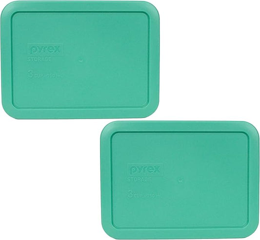 Pyrex Bundle - 2 Items: 7210-PC 3-Cup Light Green Plastic Food Storage Lids