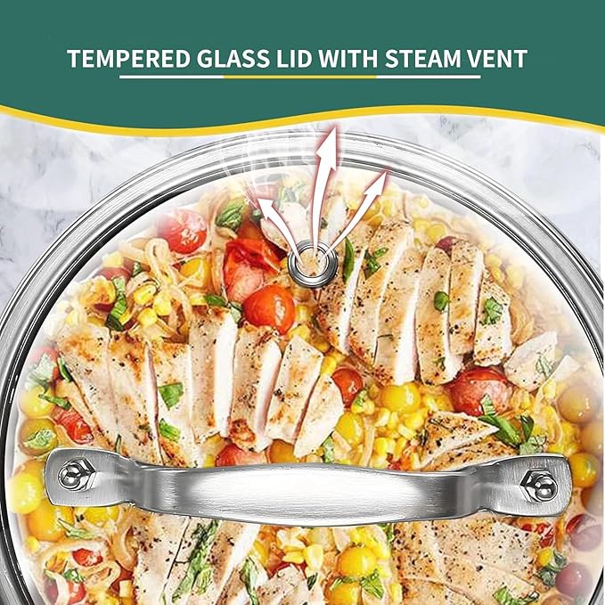DELARLO Tri-Ply Hybrid Stainless Steel Saucepan, Hybird 1.5QT Non Stick Pots, All Stove Safe Up to 600℉, Sauce Pot 1.5 Quart Non Stick Sauce Pan, Saucier Pan, Honeycomb Pan,Small Saucepan, Lids 300℉