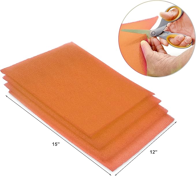 Dualplex® Fruit & Veggie Life Extender Liner for Fridge Refrigerator Drawers, 12x15 Inches (4 Pack) – Extends The Life of Your Produce & Prevents Spoilage (Orange)