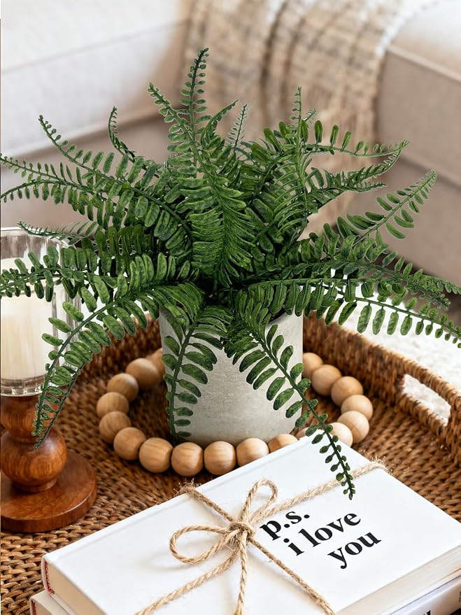 Coferset Fake Fern Small Fake Plant Fern Artificial Plants in Pot Realistic - Image 3