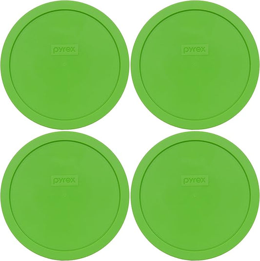 Pyrex 7402-PC Green Round 6/7 Cup Plastic Storage Lid, Made in USA - 4 Pack
