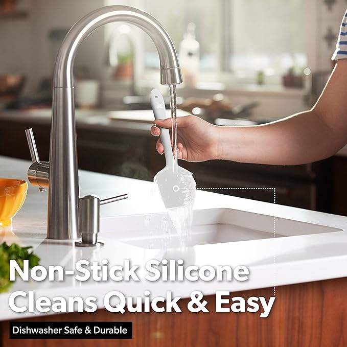 DI ORO Silicone Spatula - 600°F Heat-Resistant Rubber Kitchen Spatula for Baking, Scraping, & Mixing - BPA Free Nonstick Cookware Safe Flexible Utensil for Cooking - Seamless & Dishwasher Safe (Stone)