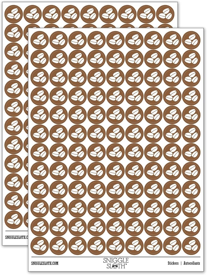 Coffee Beans Trio 200+ Round Stickers by Sniggle+Sloth