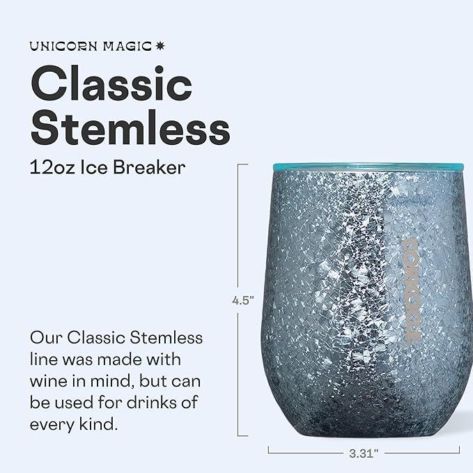 Corkcicle Stemless Wine Tumbler - Keeps Drinks Cold for 6 Hours - Triple-Insulated Stainless Steel - Non-Slip Base - Summer Drinkware Gift - Keeps Drinks Ice Cold - 12 oz - Ice Breaker