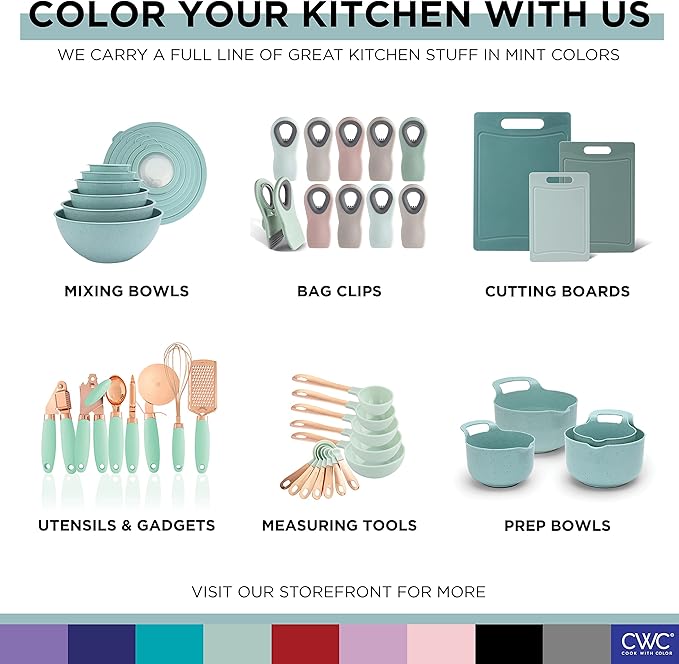 COOK WITH COLOR Bag Clips with Magnet- Food Clips, Chip Clips, Bag Clips for Food Storage with Airtight Seal Grip for Bread Bags, Snack Bags and Food Bags (Mint and Grey, Pack of 10)