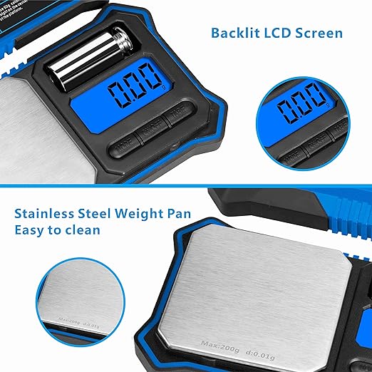 Fuzion Digital Pocket Scale, 200g x 0.01g Jewelry Gram Scale, 6 Units Conversion, LCD Back-Lit Display, Use for Jewelry/Medicine/Food/Powder/Coins(Battery Included)