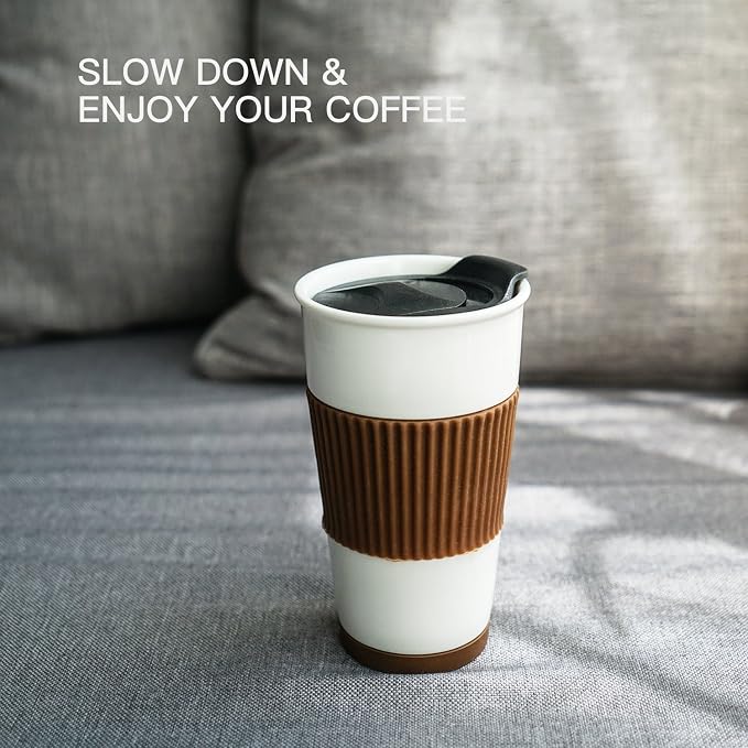 Ceramic Double Wall Insulated Travel Coffee Cup - Image 6