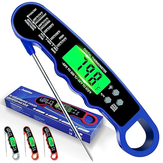 Meat Thermometer Digital, Instant Read Meat Thermometer with Backlight & Magnet for Kitchen, Beef, Grill, Turkey,IP67 Waterproof Cooking Thermometer，Suitable as Stocking Stuffers for Men