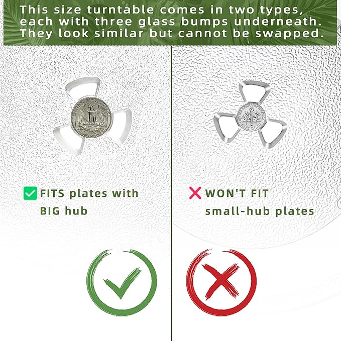 11.25" Microwave Glass Plate Replacement Compatible with GE WB49X10097 WB49X10034 Samsung DE74-20102D DE63-00536A DE63-00624A and 11 3/8" Panasonic Microwave Glass plate Replace