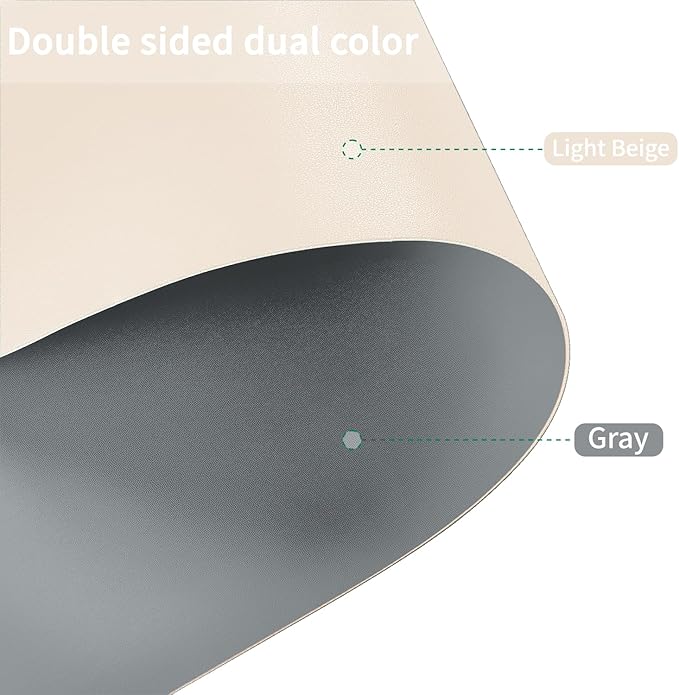 Leather Table Cover,1.8mm Thick,42x60 Inch Table Protector,Table Protector for Dining Room Table,Dining Table Cover,Table Cover Protector(Off White+Light Gray,42x60)