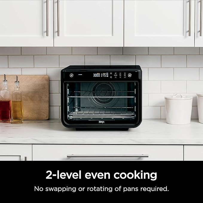 Ninja DT202BK Foodi 8-in-1 XL Pro Air Fry Oven, Large Countertop Convection and Digital Toaster Oven, 1800 Watts, Black, 12 in.