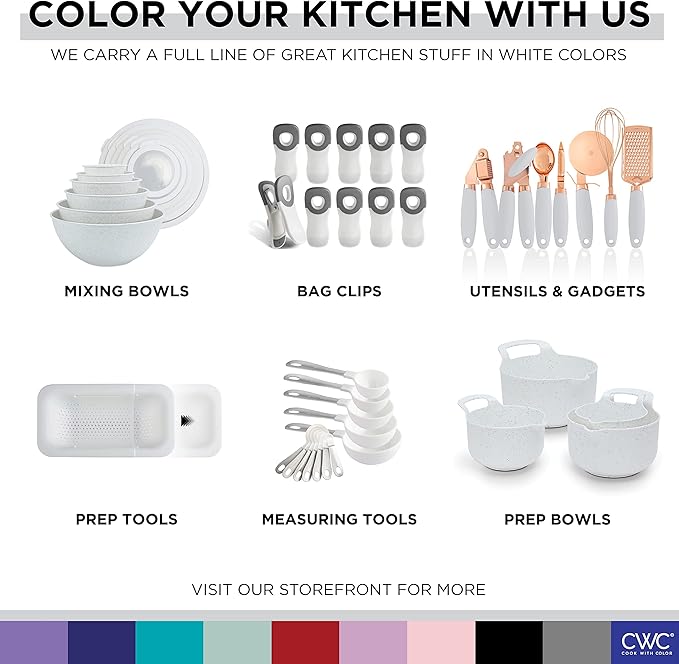 COOK WITH COLOR Bag Clips with Magnet- Food Clips, Chip Clips, Bag Clips for Food Storage with Airtight Seal Grip for Bread Bags, Snack Bags and Food Bags (White, Pack of 10)