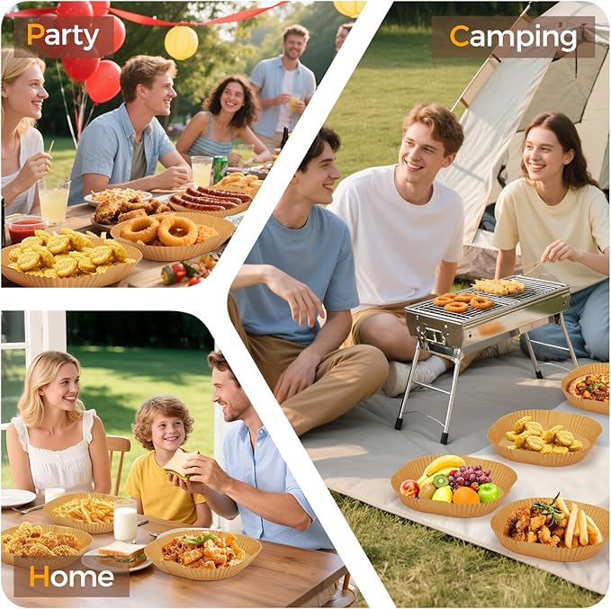 Air Fryer Liners Disposable 8" Square, 500 Pcs Unbleached Parchment Paper Liners for Airfryer Basket, Non-Stick & Leakproof Baking Paper for Oven & Pan