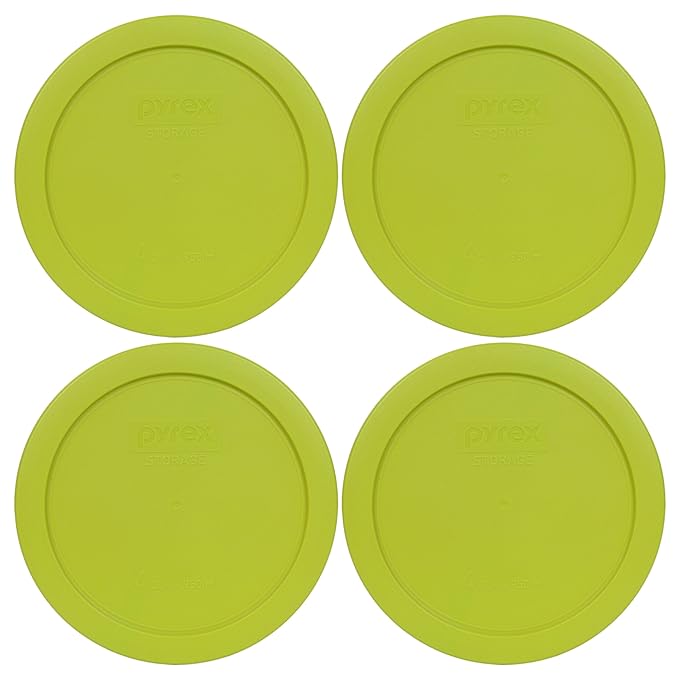 Pyrex 7201-PC 4-Cup Edamame Green Plastic Storage Lid, Made in USA - 4 Pack