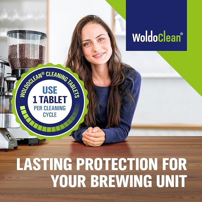 WoldoClean 2-Phase Cleaning Tablets for Espresso Machines 25 Tablets - compatible with Breville, Jura, Bosch, Philips, Casabrews, KitchenAid, De'Longhi, Ninja