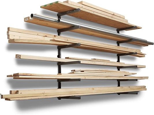 Bora Portamate Wood Organizer and Lumber Storage Metal Rack with 6-Level Wall Mount – Indoor and Outdoor Use, PBR-006B