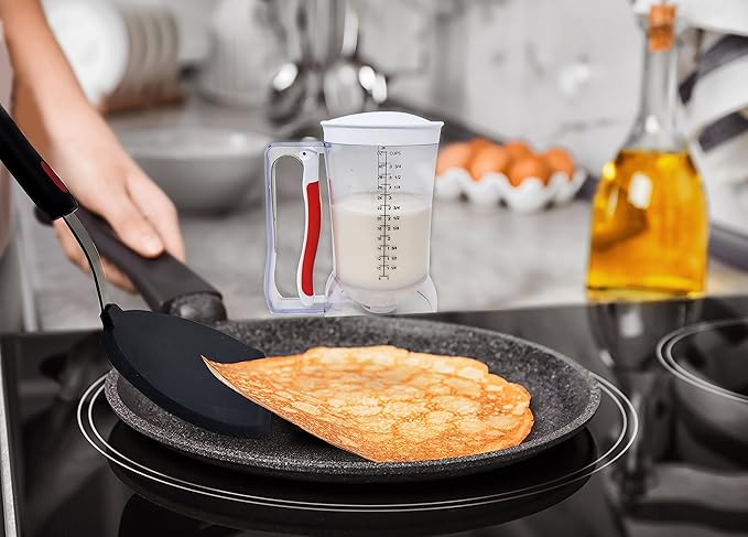 Silicone Pancake Spatula Flipper – Wide Beveled Edge Turner with Stainless Steel Handle | Heat Resistant Non-Stick Large Silicone Spatula for Cooking & Pancakes