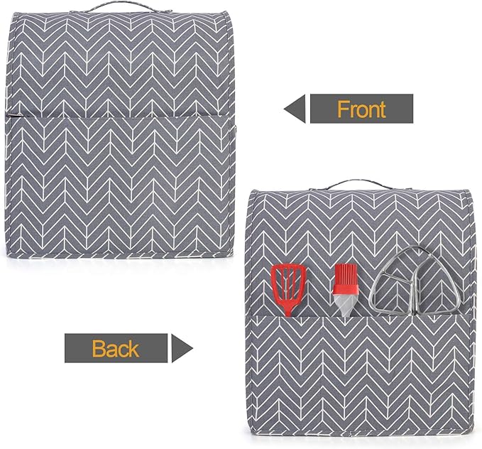 Yarwo Dust Cover for 6-8 qt Stand Mixer, Protective Stand Mixer Cover with Top Handle and Pockets for Extra Accessories, chevron